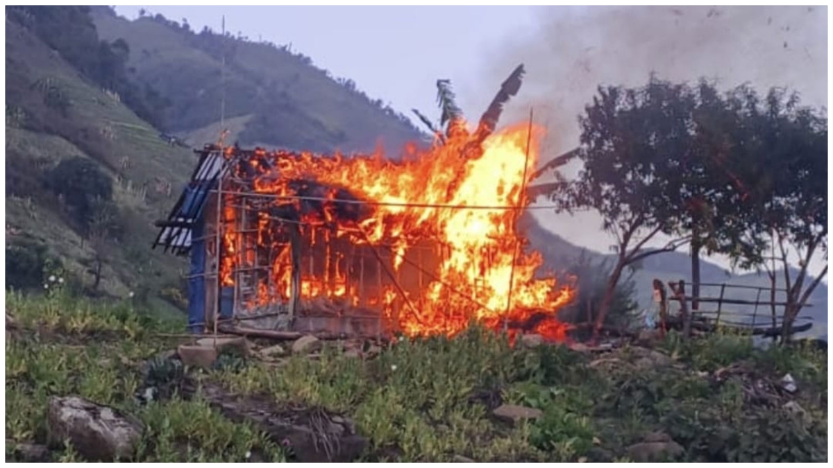 Manipur Police destroying illegal poppy cultivation in Kangpokpi district