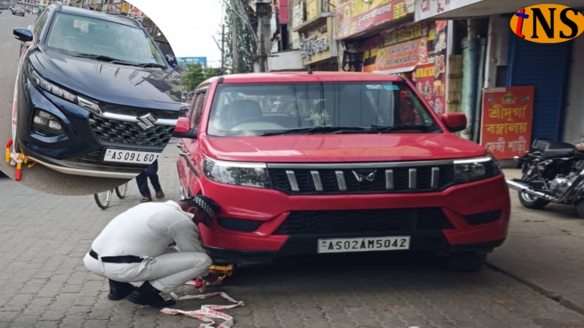 Illegal Parking Crackdown in Nagaon: Wheel Locks Enforced on Illegally Parked Vehicles